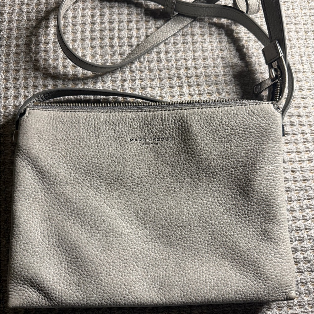 Marc Jacobs Pebbled Leather Crossbody Bag in Light Gray